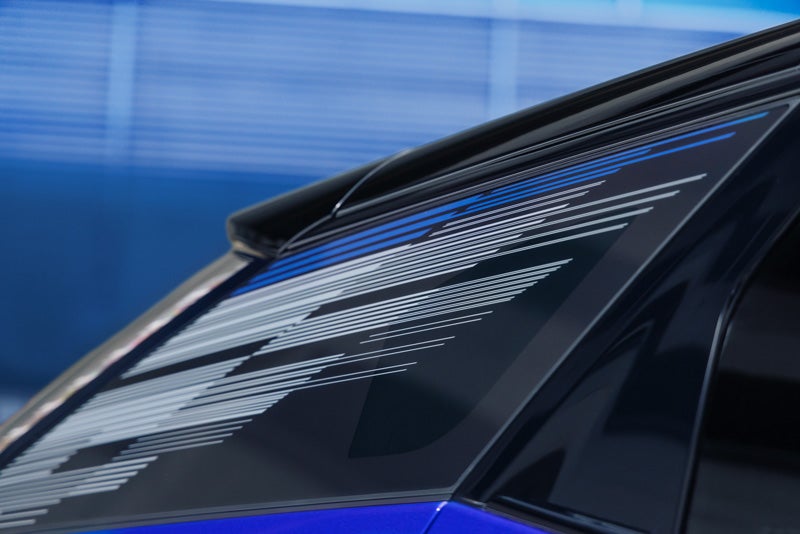 Close-up of the Modern Pattern on the 2026 OPTIQ-V Rear Quarter Glass | Stephen Cadillac in Bristol CT